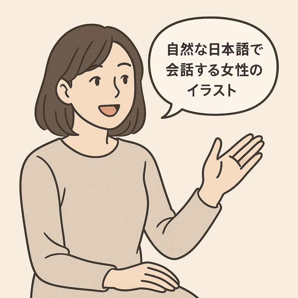 自然な日本語で会話する女性のイラスト